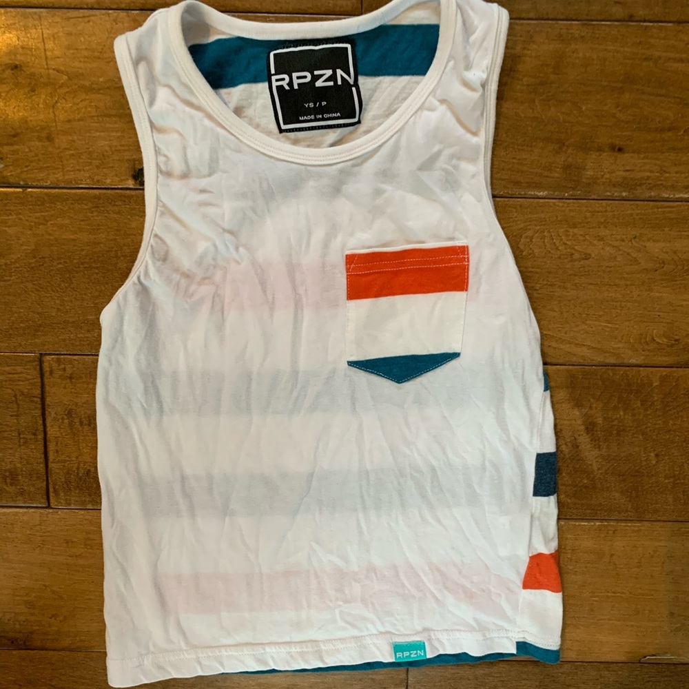 GUC, boys RPZN white tank top with stripes, YS